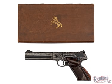 Engraved 2nd Model Colt Woodsman Match Target Semi-Automatic Pistol in .22 Long Rifle in Factory Box