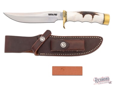 Randall Made Model 3 Hunter 6" Fixed Blade Knife w/ Stag Handle & Leather Sheath