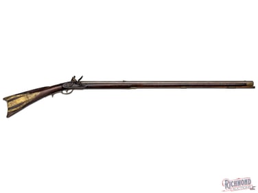 Antique Flintlock Kentucky Rifle Made by David Glassbrenner of Dauphin County, Pennsylvania
