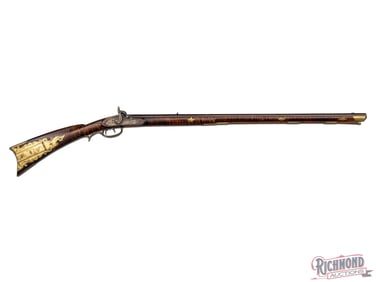 Antique Percussion Kentucky Rifle Made by David Glassbrenner of Dauphin County, Pennsylvania