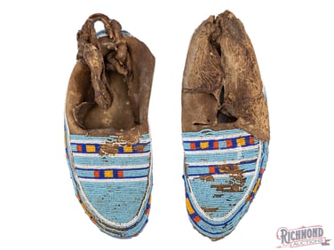 Early Beaded Native American Plains Moccasins