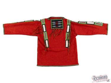 Indian Wars Era Plains Trade Cloth War Shirt Tunic Beaded with Hair-Drops