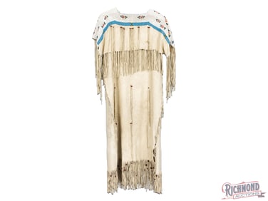 Beaded Plains Leather Dress mid 20th Century