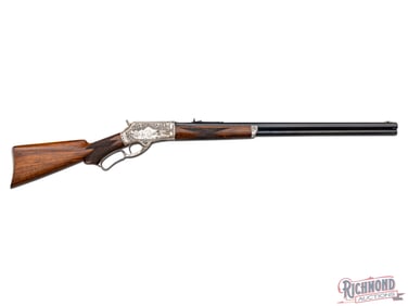 Rare Silver Washed Engraved Marlin Deluxe Model 1881 Lever Action Rifle in 45-70 Caliber