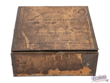 Early Partial Von Lengerke & Detmold Tin 100 Round Box of Handloaded Shotgun Shells