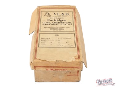 Rare Partial Opened Von Lengerke & Detmold Company 50 Round 8 Gauge Handloaded Two Piece Shell Box