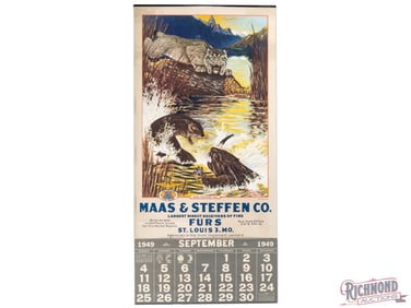 1949 Maas & Steffen Furs Advertising Calendar "When Strangers Meet"