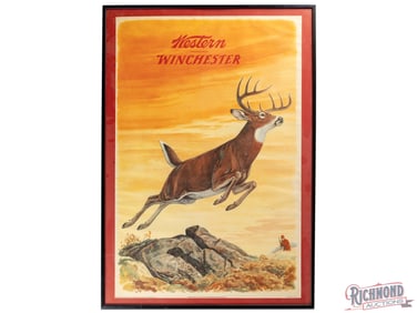 1950s Western Winchester Advertising Poster w/ Deer