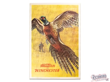 Winchester Western Advertising Poster Sign w/ Pheasant