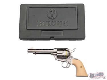 Stunning Ruger Vaquero .45 Colt Stainless Factory Engraved Revolver in Original Case