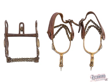 Horse Head Conchos Themed Horse Bit and Spurs Lot