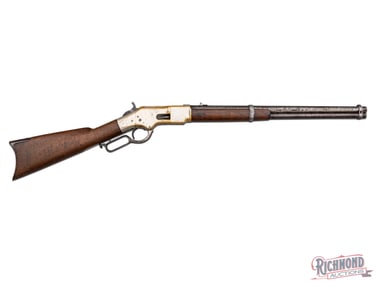Antique Rare 1872 Winchester Model 66 Nickel .44 Rimfire Lever Action Saddle Ring Carbine Rifle