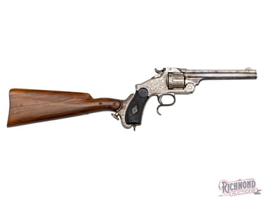 Rare Engraved Spanish Licensed Copy Smith & Wesson No. 3 Revolver w/ Shoulder Stock in .44 Russian