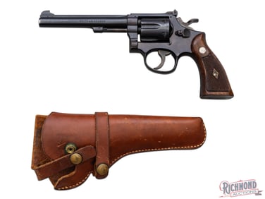 1948 Smith & Wesson K-22 Masterpiece .22 LR DA Revolver Pre-Model 17 w/ Leather Holster