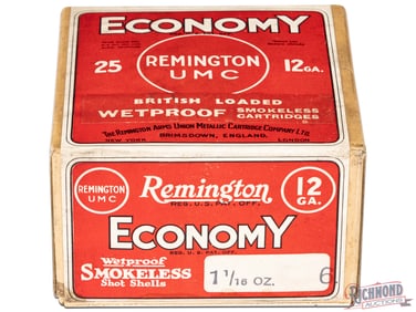 Remington UMC Economy British Loaded Wetproof Smokeless Paper Cartridge 12 Ga Two Piece Box