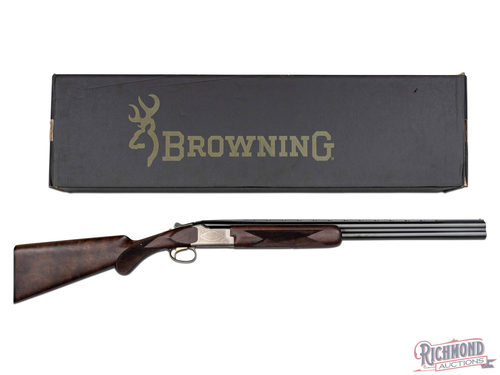 Browning Citori 16 GA White Lightning Over / Under Grade Shotgun in Original Box: Manufactured by Miroku for Browning. Features 26" Citori Special Steel ventilated rib blued barrels with nickel bead front sight. Chambered for 2-3/4" shells with Invector Cylinder chokes. Coin finish