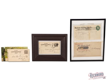 Collection of 7 Postcards and 2 Letters with Colt, Robin Hood, Winchester & U.S. Cartridge Co. Logos