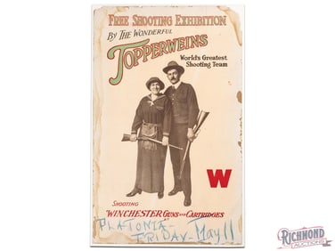 Winchester Free Shooting Exhibition by The Wonderful Topperweins Advertising Display Sign
