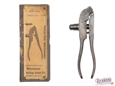 Winchester Model 1882 Steel Tong Reloading Tool in Original Box 32 S&W Caliber w/ Original Pamphlet