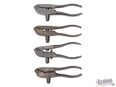 4 Winchester Model 1882 Blued Steel Tong Reloading Tools Pistol Calibers 44 Russ, 38 SW, 32 Colt NP