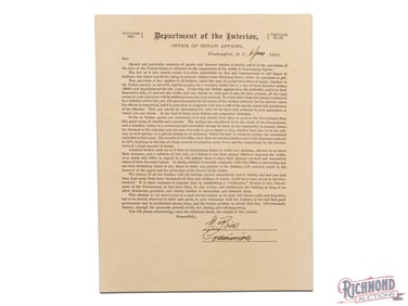 Broadside Circular Prohibiting Liquor to Indians Dated 1881