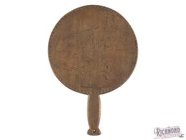 Important Period Depiction of the Sun Dance on Wood Cooking Utensil