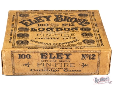 Empty 100 Round Eley Brothers 12 Gauge Pinfire Two Piece Shotgun Shell Box