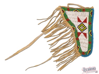 Native American Northern Plains Sioux Style Beaded Leather Pistol Holster
