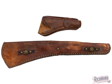 Antique Leather Holster and Trapper Rifle Scabbard Lot