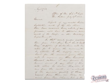 1852 San Antonio Letter about Native American Indian Hostilities