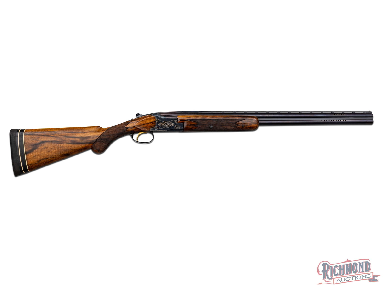 Custom Belgian Browning Superposed Lightning in 20 Gauge: Made by Browning Arms Company in Herstal, Belgium in 1964 and customized by unknown gunsmith at later date. Gun has 26-1/2" blued over and under non-factory ported Special Steel barrels with 3" chambe