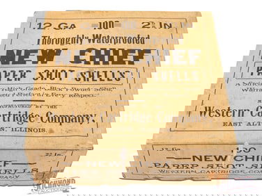 Empty Western Cartridge Company 100 Round 12 Gauge Primed New Chief Empties Two Piece Shell Box