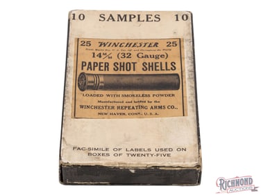 Factory Full Winchester Repeating Arms Company 32 Gauge (14mm) 10 Round Shotgun Shell Sample Box