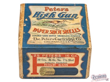 Empty 25 Round Peters 16 Gauge Two Piece High Gun Shotgun Shell Box