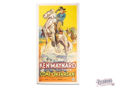 1932 Ken Maynard "Come on Tarzan" Movie Poster Western Theme