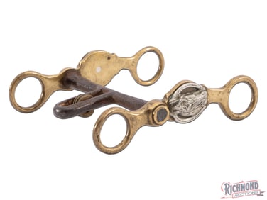 Vintage Buermann Brass and Iron Bit w/ Hercules Finish & Horsehead Conchos