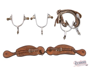 Two Pair Stainless Spurs including Crockett