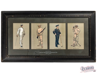 Laflin & Rand Powder Company Four Panel Advertising Display Sign "Military Theme"