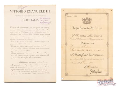 Two Large Documents Signed by Benito Mussolini