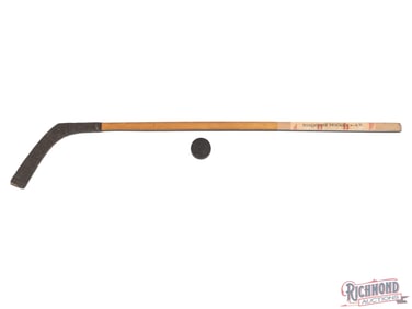 1920's Winchester 4866 Hockey Stick and Official Hockey Puck Set