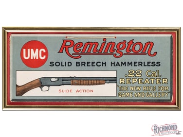 Remington UMC Solid Breech Hammerless .22 Caliber Advertising Sign