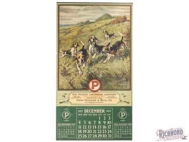 1927 Peters Cartridge Company Advertising Calendar w/ Hounds