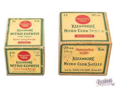 Two Factory 25 Round One Piece Boxes of Remington 410 and 28 Gauge Shotgun Shells