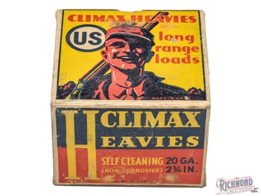 Empty 25 Round United States Cartridge Company 20 Gauge One Piece Climax Heavies Shotgun Shell Box