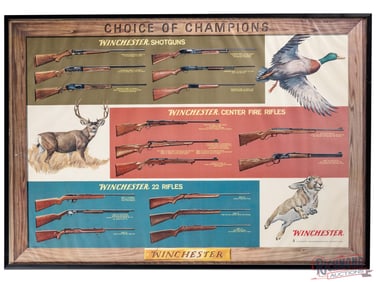 Winchester "Choice of Champions" Shotguns & Rifles Advertising Poster Sign