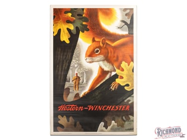 Winchester Western Advertising Poster Sign w/ Squirrel