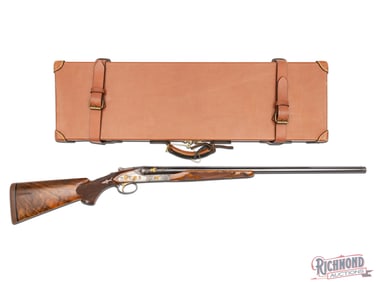 IMPRESSIVE Winchester Model 21 SxS 16 GA Shotgun Gold Inlaid & Signed by Angelo Bee with Case