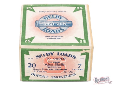 Sealed Selby Smelting Works DuPont Smokeless 20 Ga Two Piece Box Sealed On One End