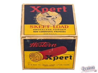 Western Xpert Skeet Load Full box Of Loaded Paper Shot Shells Employee Use Only 28 Ga One Piece Box