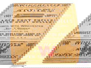 Sealed Winchester Paper Shot Shells Box Containing 100 Empty 410 Primed Shells Two Piece Box